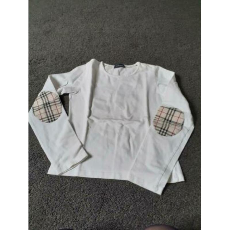 Wit burberry t-shirt voor meisje, maat 164