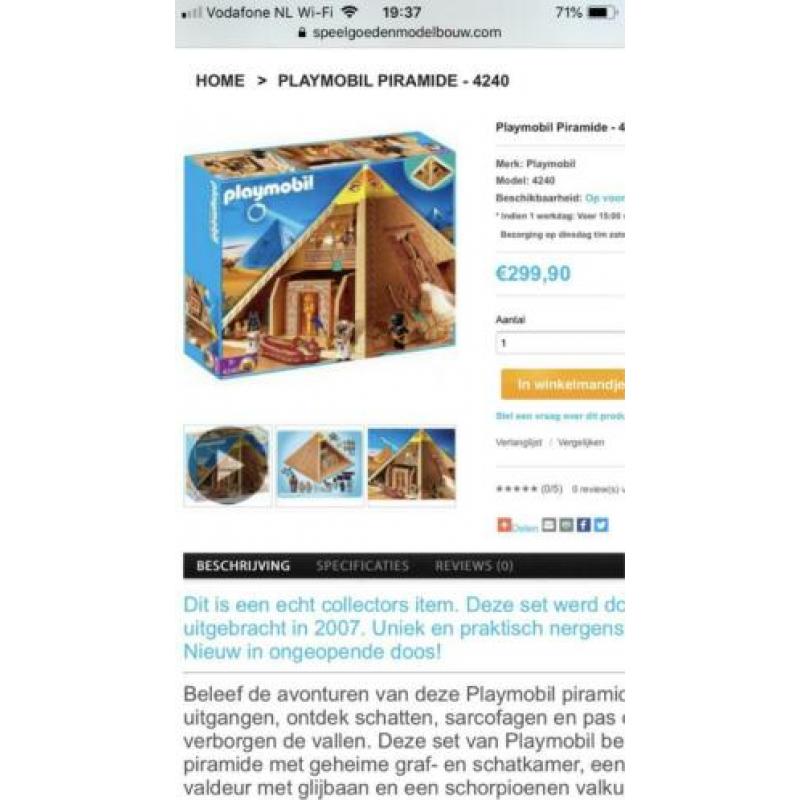 Piramide playmobile met veel accessoires