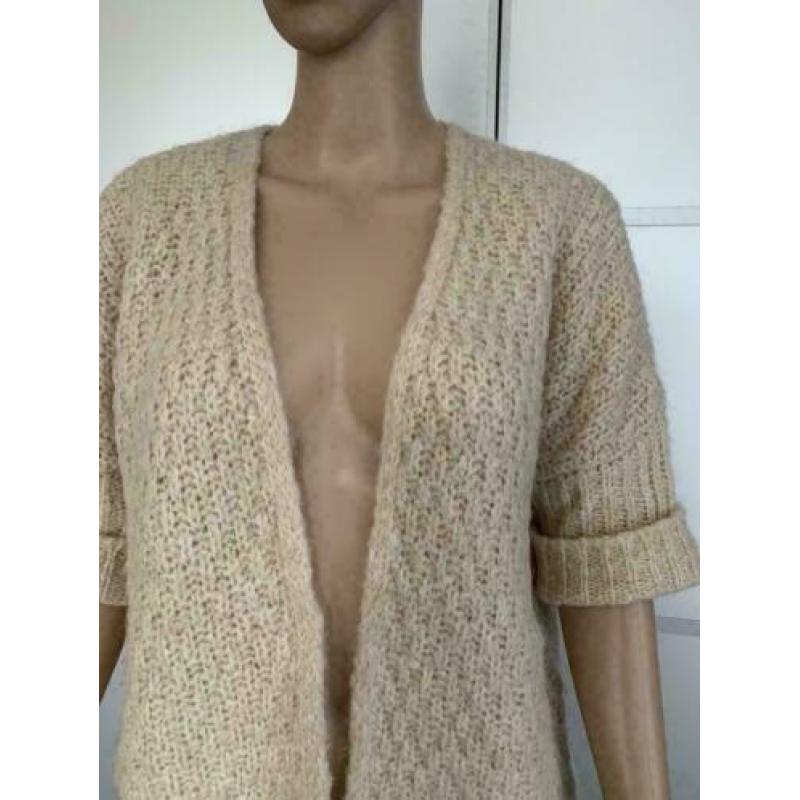 D1059 River Woods maat S/M=36/38/40 gebreid vest beige