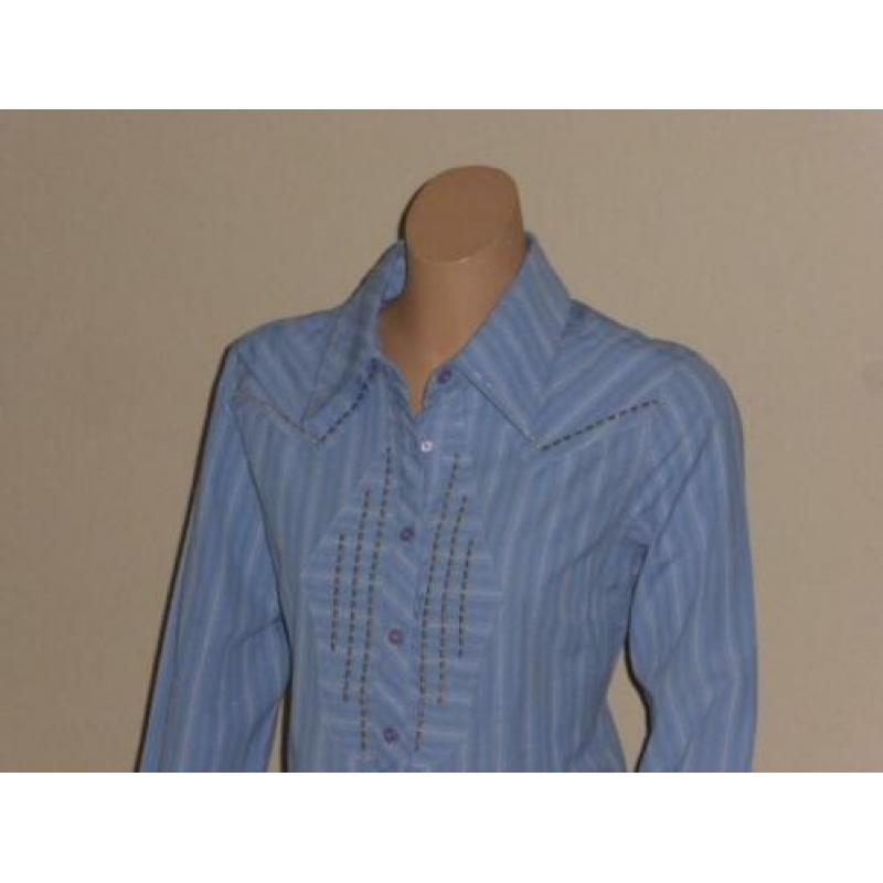 Object nieuw blauw wit blouse mt. S