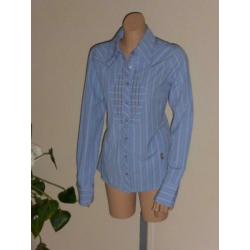 Object nieuw blauw wit blouse mt. S