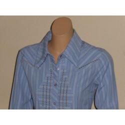 Object nieuw blauw wit blouse mt. S