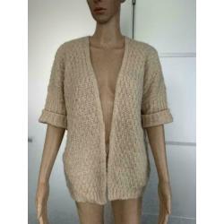 D1059 River Woods maat S/M=36/38/40 gebreid vest beige