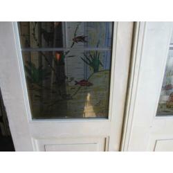 251hx222br Decoratieve 4 dlg. deurenset, helder glas in lood