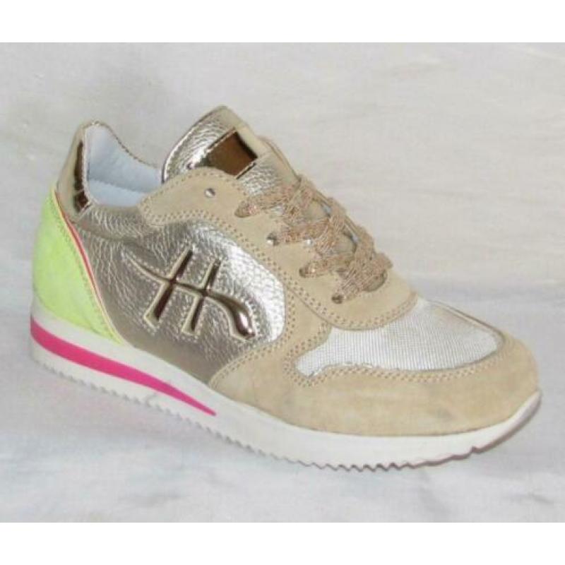 HIP maat 31 lerensneaker/rits goud/beige - gratis verzenden