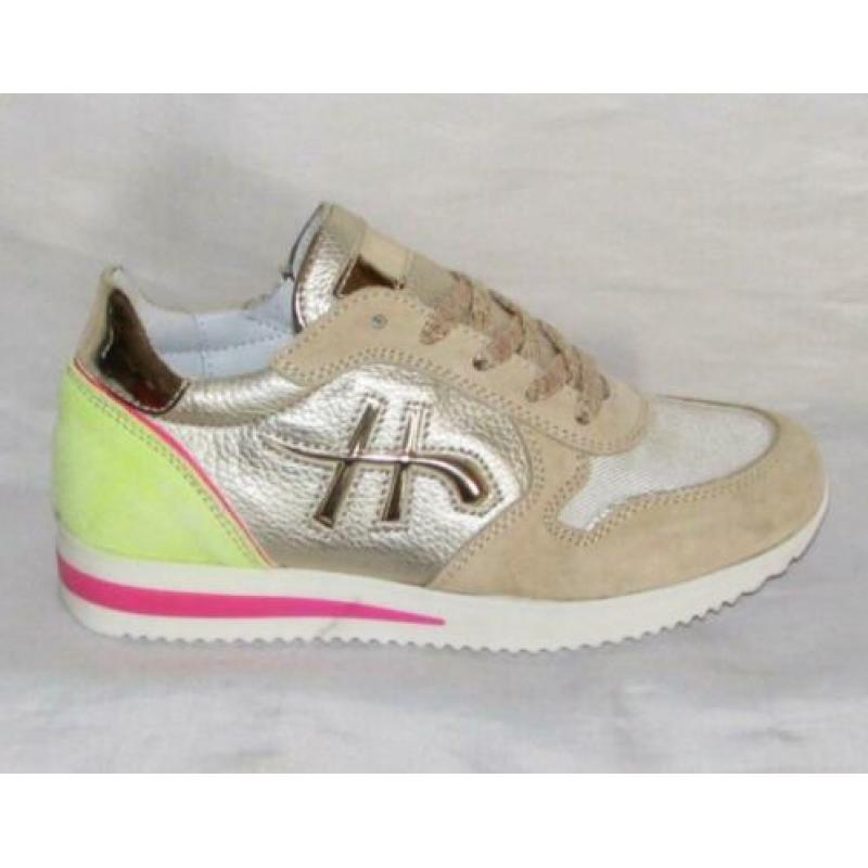 HIP maat 31 lerensneaker/rits goud/beige - gratis verzenden