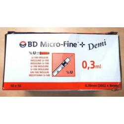 BD Micro-Fine 'Demi' Insulinespuiten 0.3ml/30G (Ref.324826)