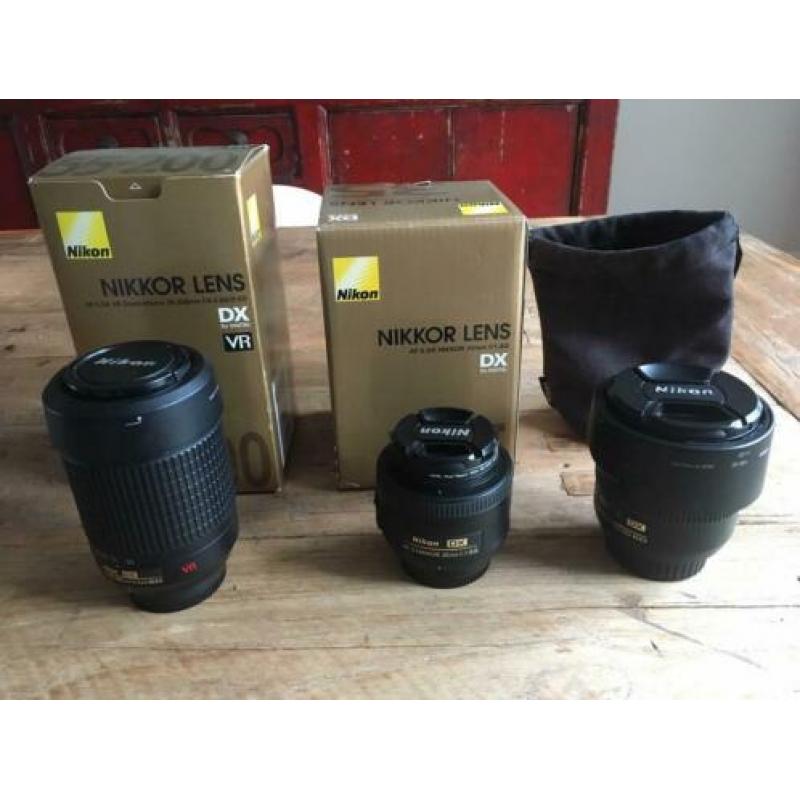 Nikon D7000 met 4 objectieven