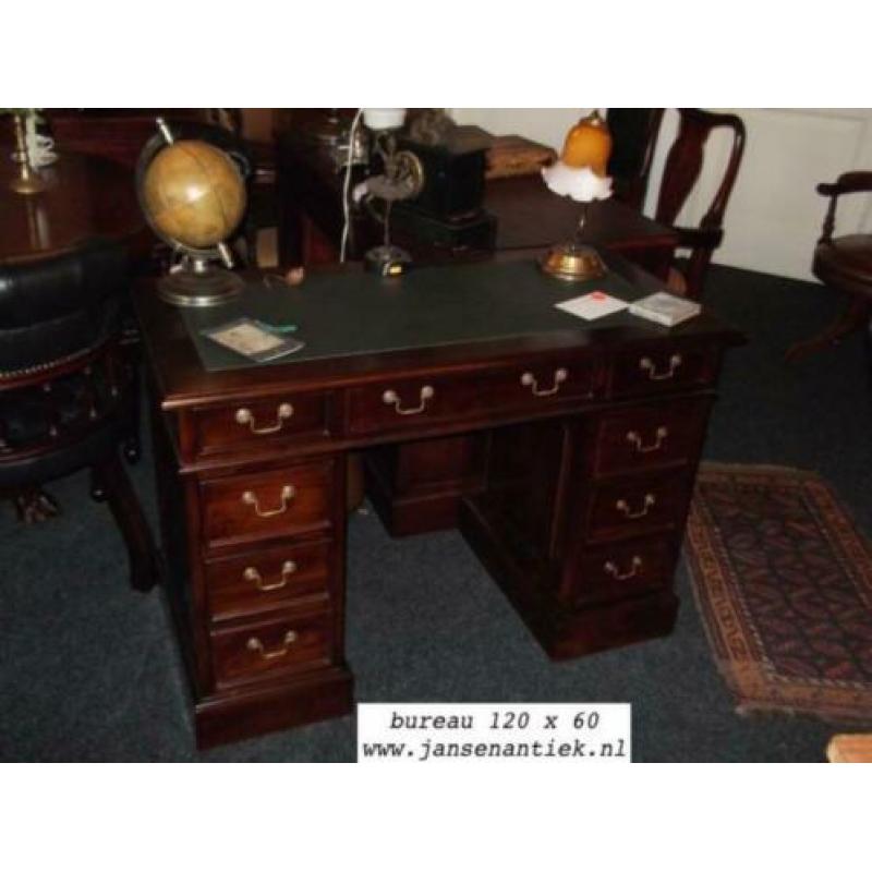 Koopje bureau buro chesterfield mahonie teak nu v.a. €454,55