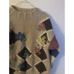 Vintage trui met print met bloemen (S /Small/36)