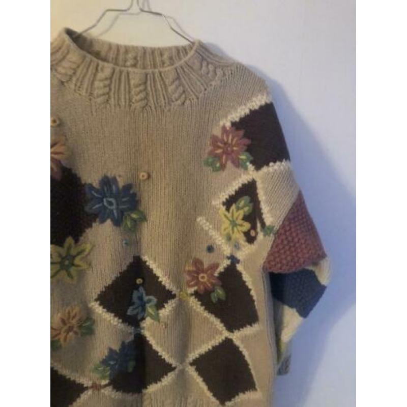 Vintage trui met print met bloemen (S /Small/36)