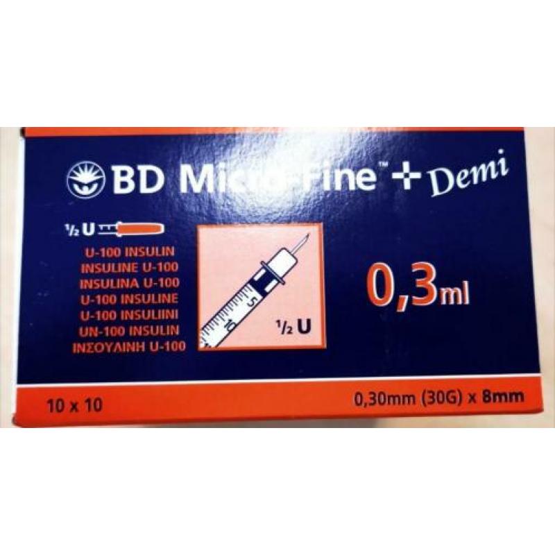 BD Micro-Fine 'Demi' Insulinespuiten 0.3ml/30G (Ref.324826)