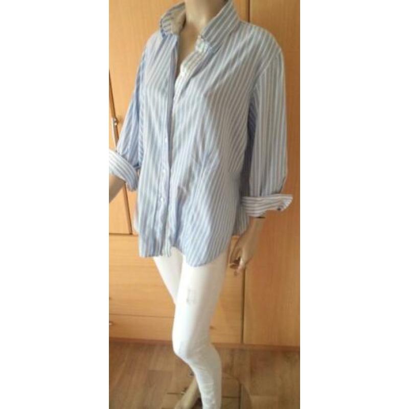 ESRI blauw/wit gestreepte stretchblouse maat 44