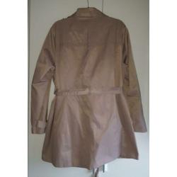 Beige jas lang trech coat grootte maat 48