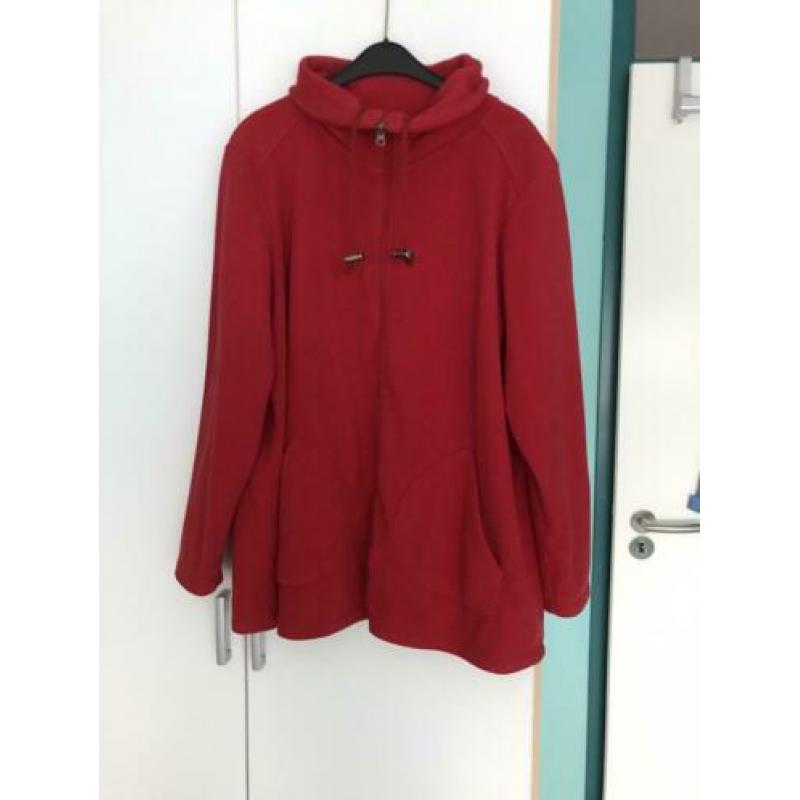 Fleece jack met rits en hoge kraag, rood, maat 48/50