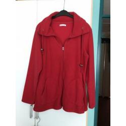 Fleece jack met rits en hoge kraag, rood, maat 48/50