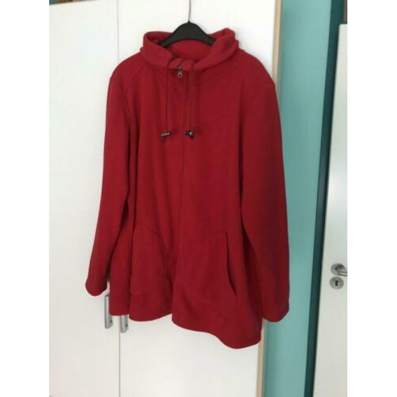 Fleece jack met rits en hoge kraag, rood, maat 48/50