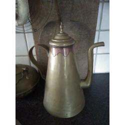 Oude brocante koperen koffiekan kan koffiepot theepot*Etage3