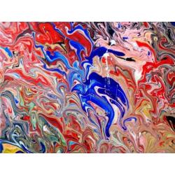 Zelfgemaakt abstract schilderij op canvas doek