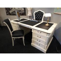 Partnerdesk massief mahonie 180x95 cm ECHT leder inleg !!