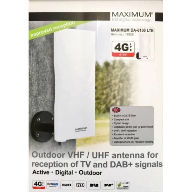 Maximum DA 6100 DVB-T(2)/DAB+ antenne set 20dB