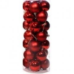 Rode kerstballen 28 stuks 6 cm - Kerstballen