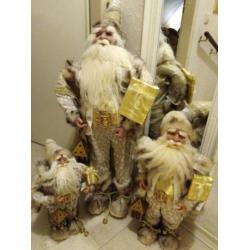 Set prachtige kerstmannen goud wit creme