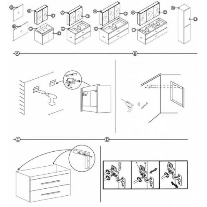 Badmeubelset Differnz The Collection 100x43x61 cm Wit/Zwa...