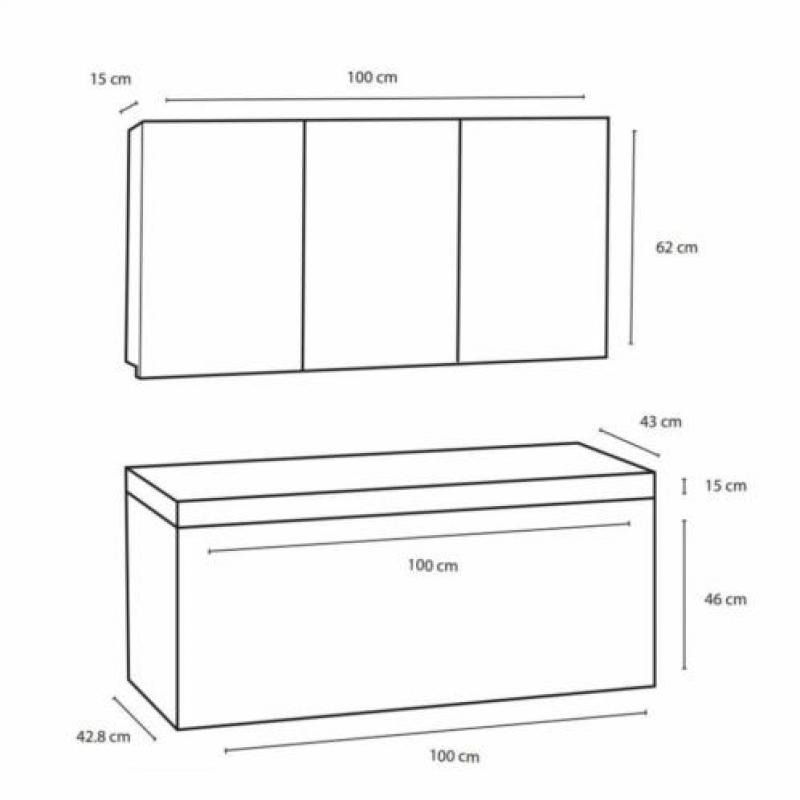 Badmeubelset Differnz The Collection 100x43x61 cm Wit/Zwa...