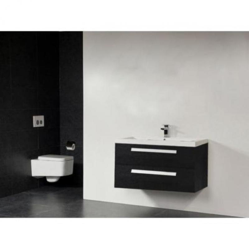 Saniclass Foggia badmeubelset 100cm 1 kraangat black wood