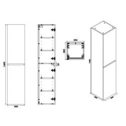 Vision kolomkast 2 deuren 160x35x35 hoogglans grijs