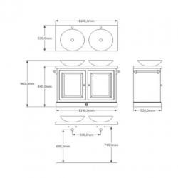 Badkamermeubel set van Heck New Colonial 120 cm Wit