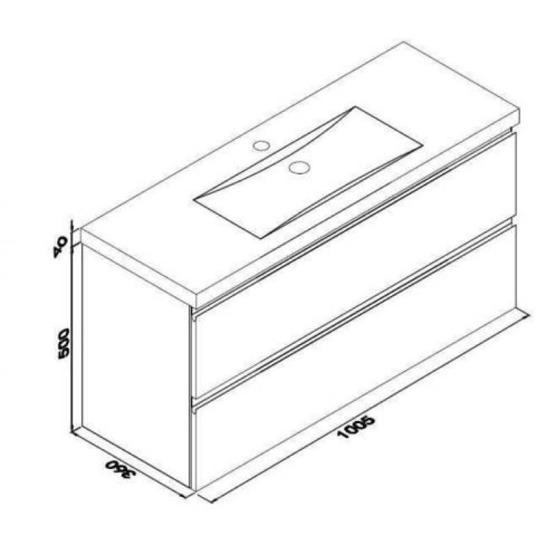 Wiesbaden onderkast 100cmx36cm zo.wastafel gl.grijs